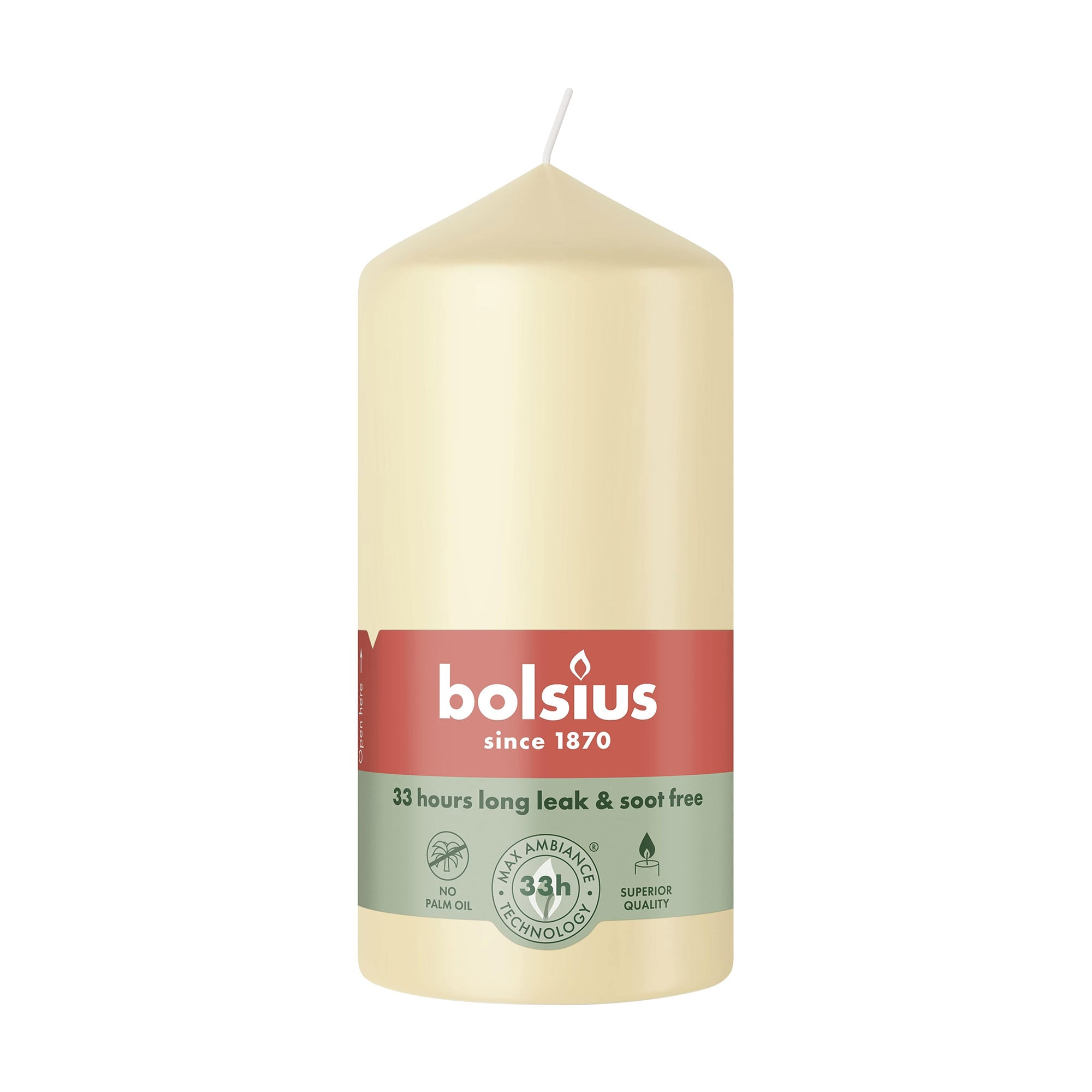 Циліндрична свічка Bolsius Essentials Pillar Candle М'який перлинний, 120*58 мм